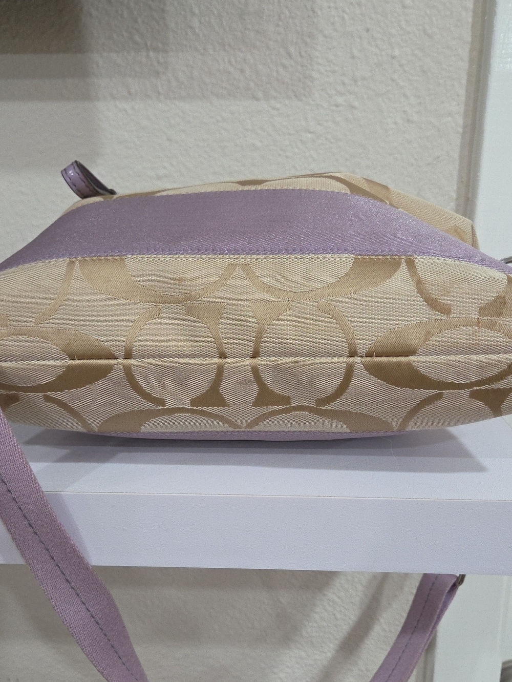 Coach Beige Signature Canvas Crossbody with Lilac Trim - Picture 5 of 7